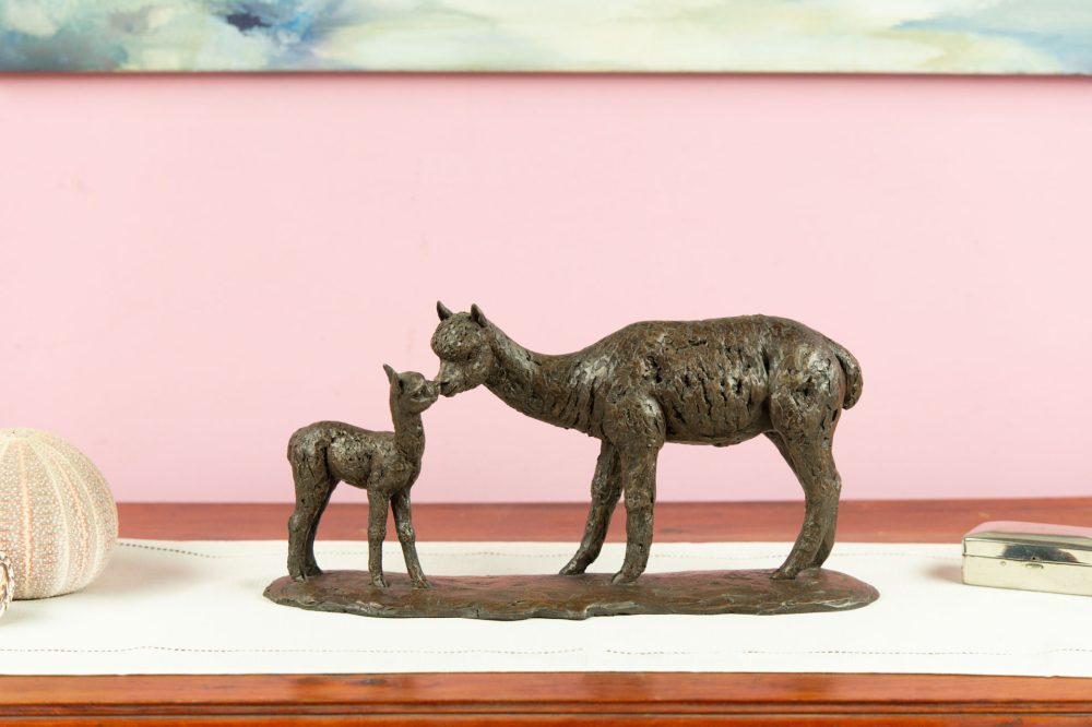 9 'Alpaca Dam and Cria', Bronze Alpaca Alpaca Sculpture, Bronze Resin, Tanya Russell Animal Sculptures -16