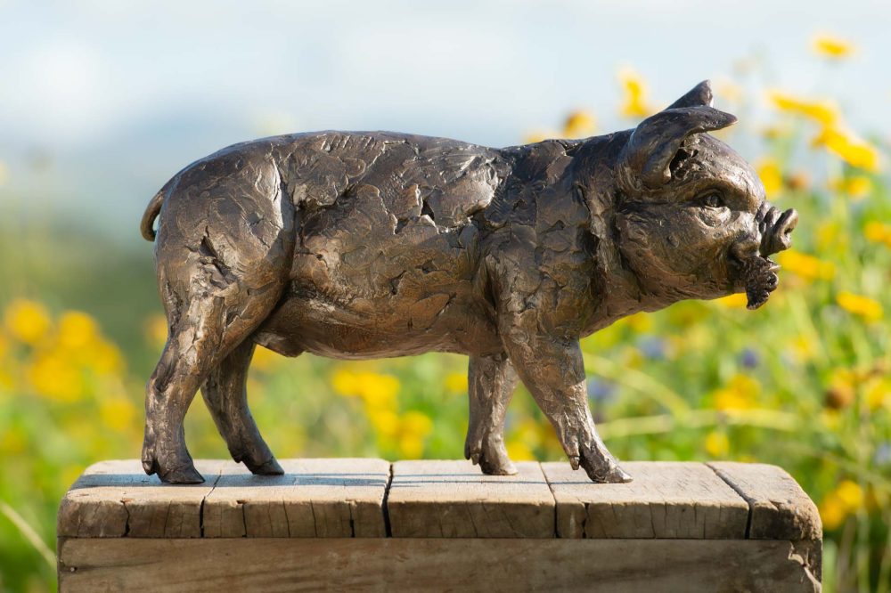 2 'Standing Piglet', Piglet Sculpture, Piglet Statue, Bronze Resin, Tanya Russell Animal Sculptures (2 of 10)