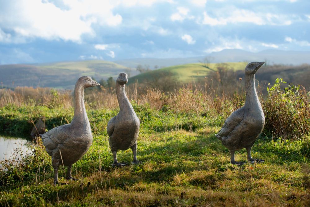 1 Group of Geese, Bronze Goose, Goose Sculpture, Goose Statue, Bronze Resin, Tanya Russell Sculptures-7