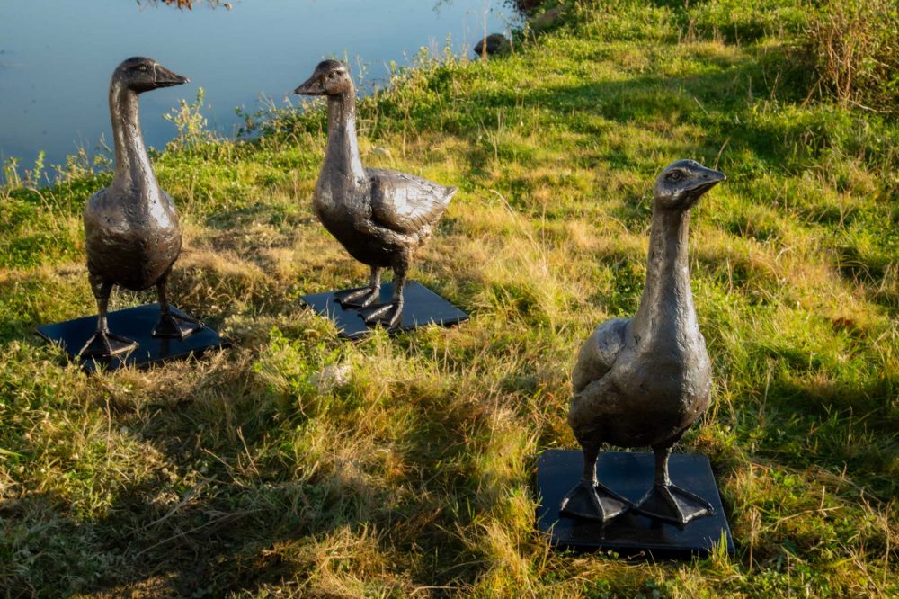 5 Group of Geese, Bronze Goose, Goose Sculpture, Goose Statue, Bronze Resin, Tanya Russell Sculptures-4