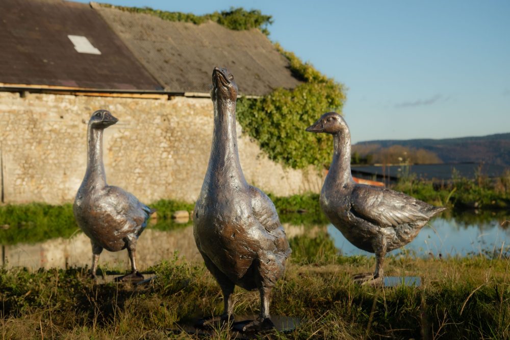 6 Group of Geese, Bronze Goose, Goose Sculpture, Goose Statue, Bronze Resin, Tanya Russell Sculptures-5