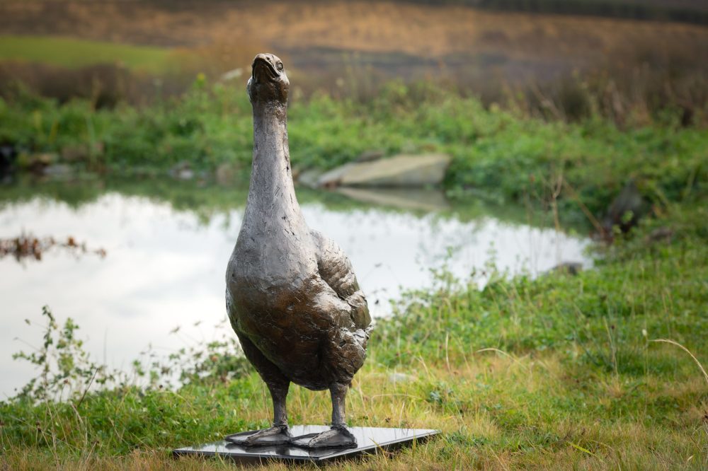 vid 'Standing Goose 'Gladstone', Bronze Dog, Dog Sculpture, Dog Statue, Bronze Resin, Tanya Russell Sculptures-2