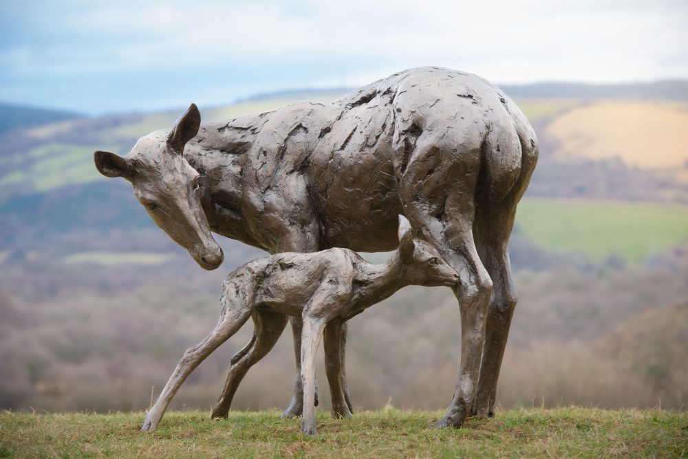 1-Doe and Fawn-, Bronze Deer, Deer Sculpture, Deer Statue, Bronze Resin, Tanya Russell Sculpturess-4