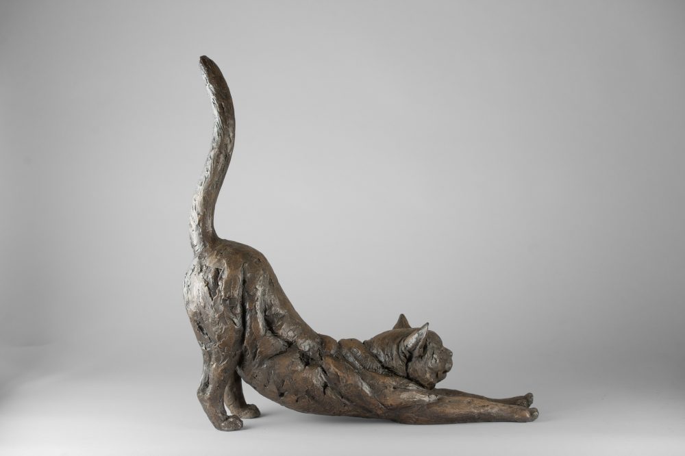 10 'Stretching Cat', Cat Sculpture, Cat Statue, Bronze Resin, Tanya Russell Animal Sculptures-22