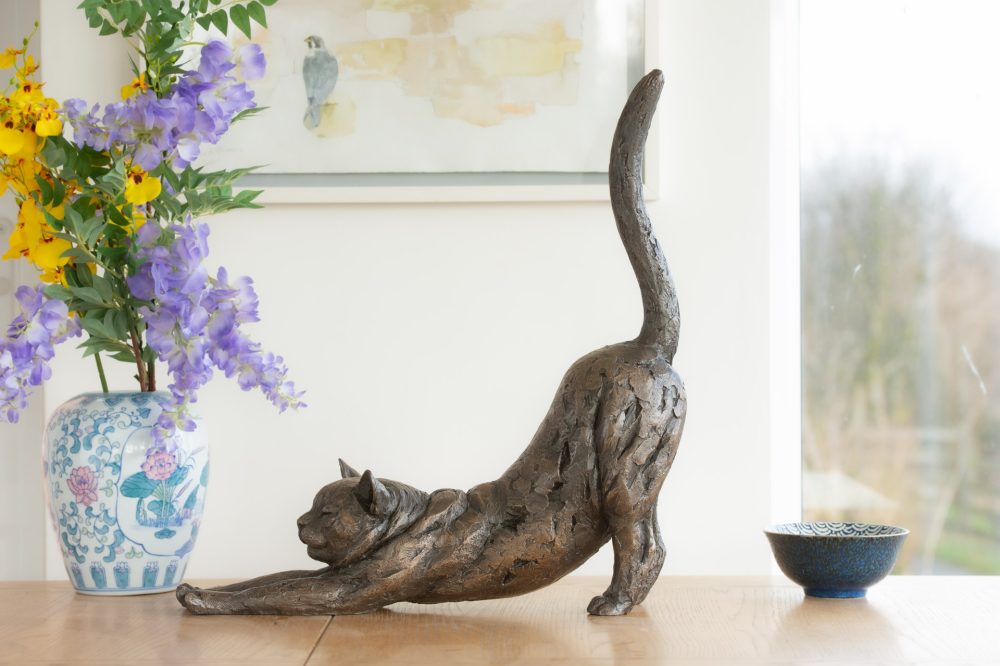 11 'Stretching Cat', Cat Sculpture, Cat Statue, Bronze Resin, Tanya Russell Animal Sculptures-28