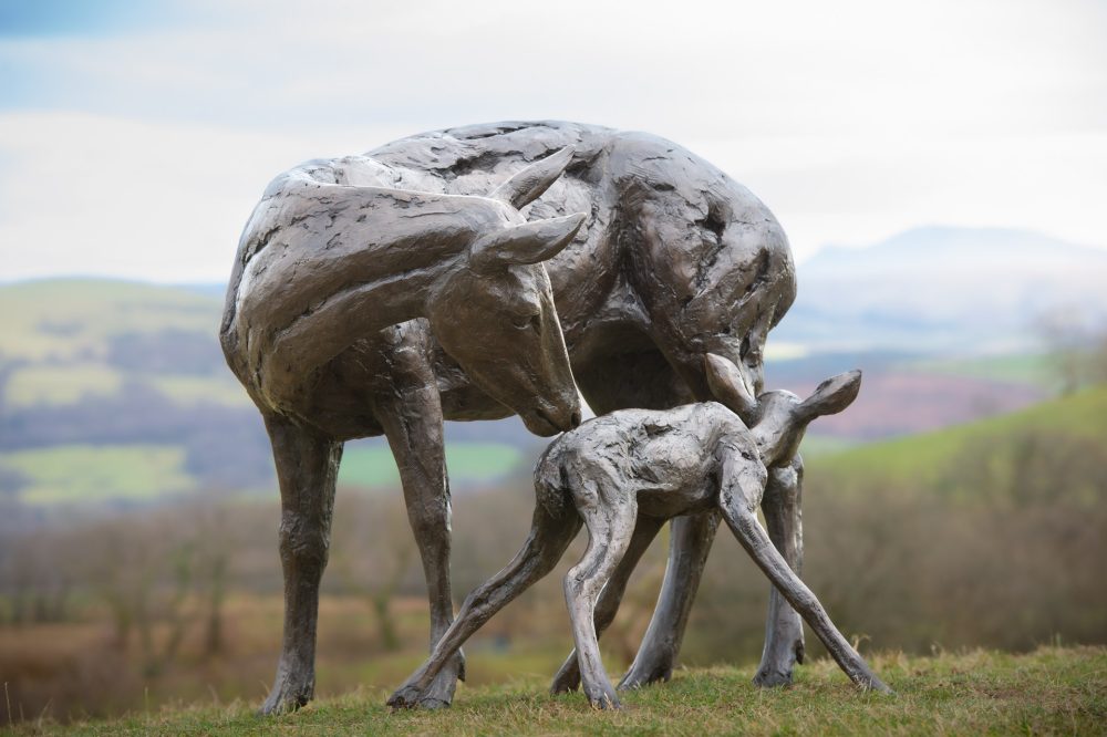 12 -Doe and Fawn-, Bronze Deer, Deer Sculpture, Deer Statue, Bronze Resin, Tanya Russell Sculpturess-8