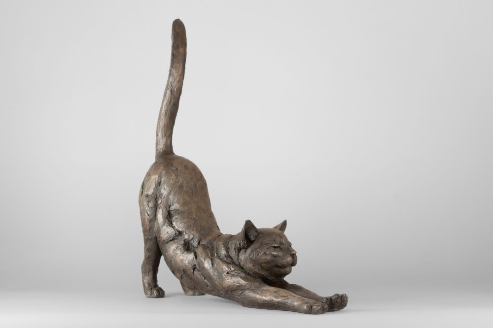 2 'Stretching Cat', Cat Sculpture, Cat Statue, Bronze Resin, Tanya Russell Animal Sculptures-13