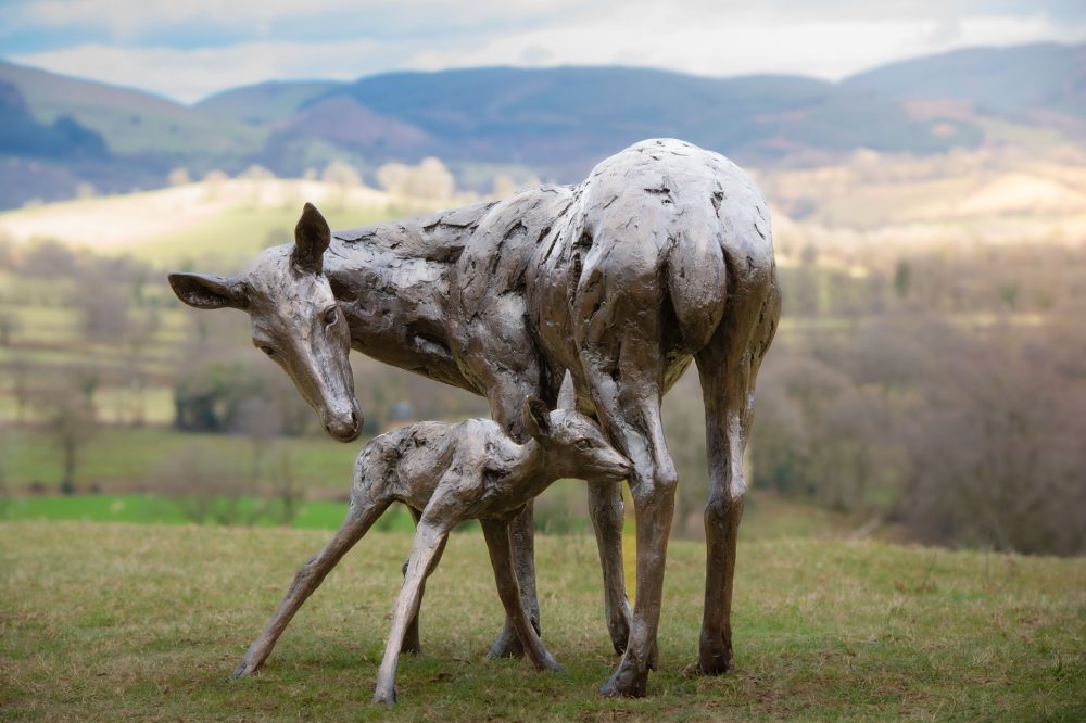 3 -Doe and Fawn-, Bronze Deer, Deer Sculpture, Deer Statue, Bronze Resin, Tanya Russell Sculpturess-18