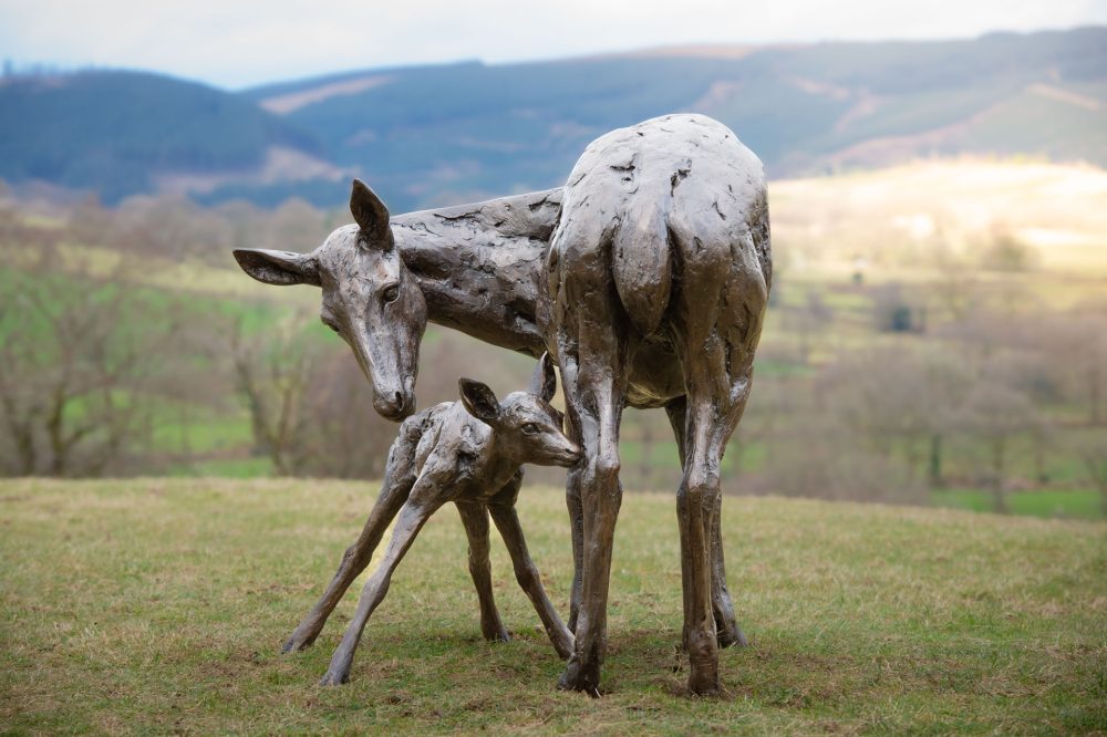 4 -Doe and Fawn-, Bronze Deer, Deer Sculpture, Deer Statue, Bronze Resin, Tanya Russell Sculpturess-17