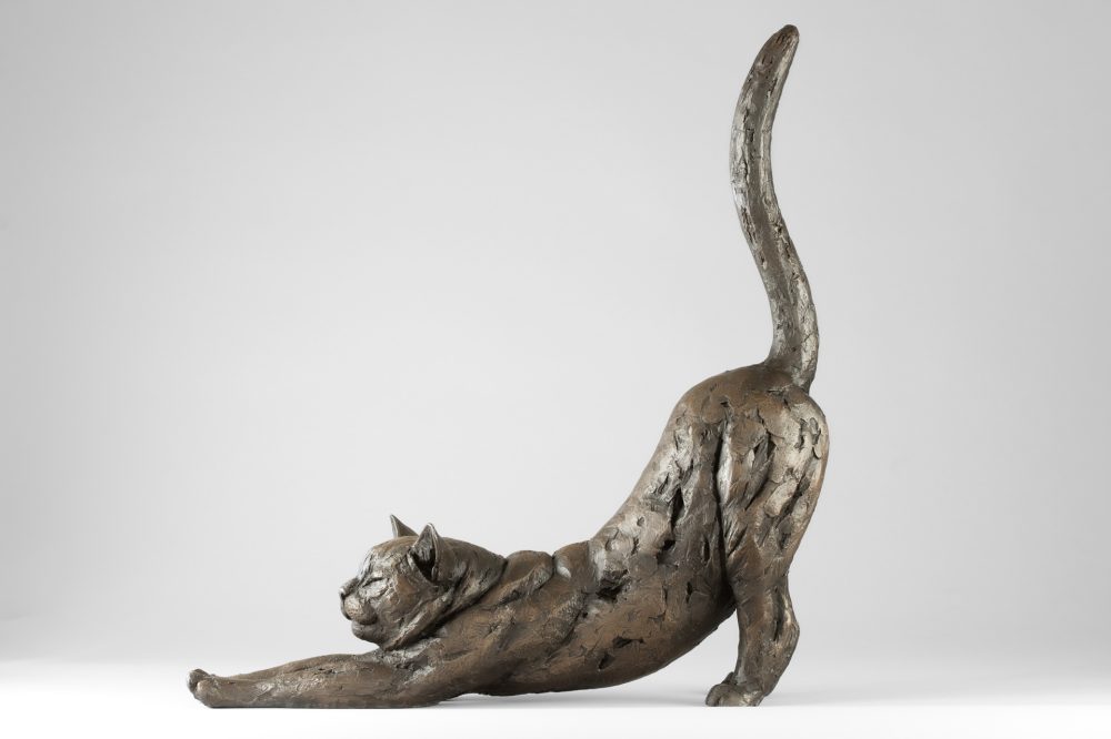 4 'Stretching Cat', Cat Sculpture, Cat Statue, Bronze Resin, Tanya Russell Animal Sculptures-10