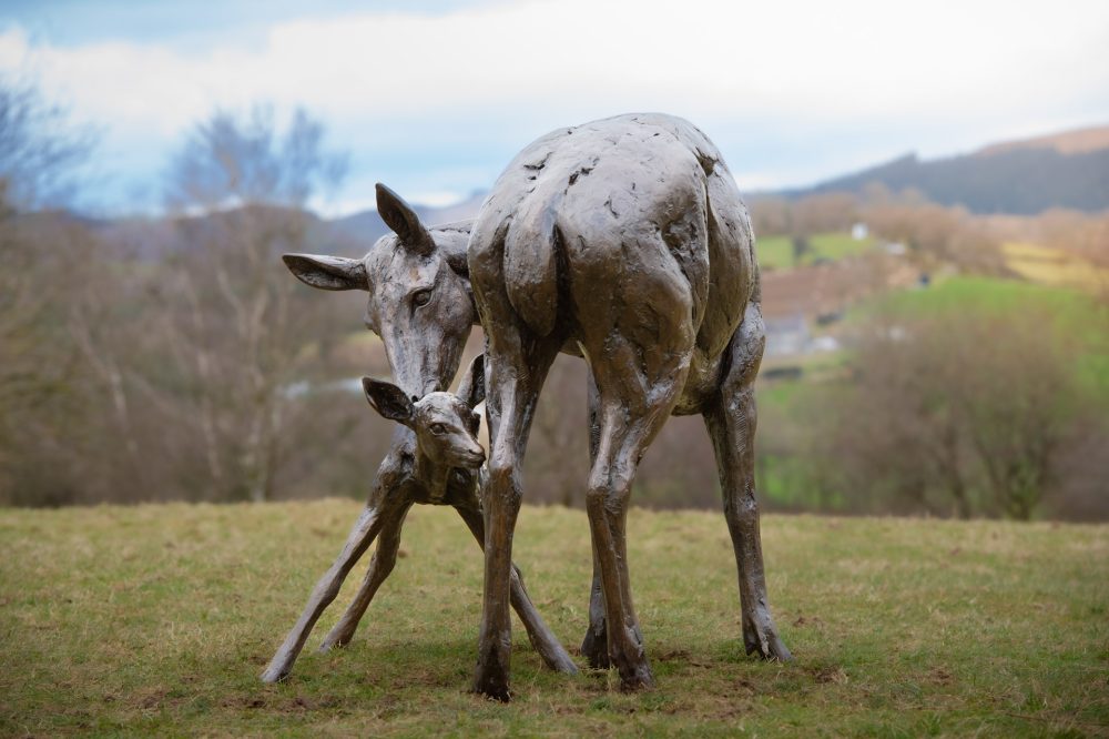 5 -Doe and Fawn-, Bronze Deer, Deer Sculpture, Deer Statue, Bronze Resin, Tanya Russell Sculpturess-16