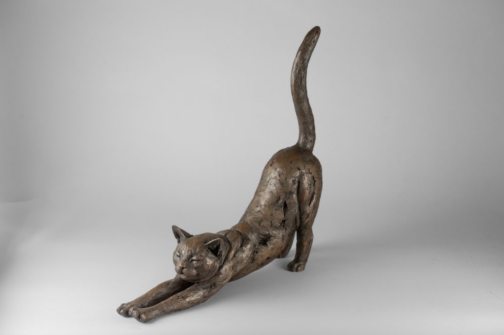 6 'Stretching Cat', Cat Sculpture, Cat Statue, Bronze Resin, Tanya Russell Animal Sculptures-27