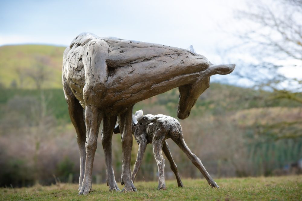 8 -Doe and Fawn-, Bronze Deer, Deer Sculpture, Deer Statue, Bronze Resin, Tanya Russell Sculpturess-11