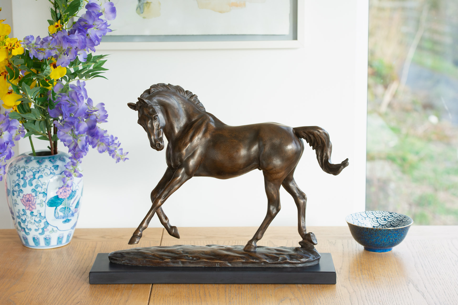 'Stargazers' man and dog on ring sculpture