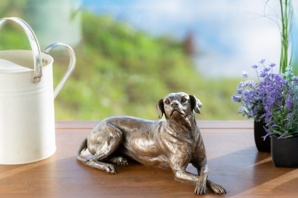 1 'Lying Redbone Hound', Bronze Dog, Dog Sculpture, Dog Statue, Bronze Resin, Tanya Russell Animal Sculpture-1