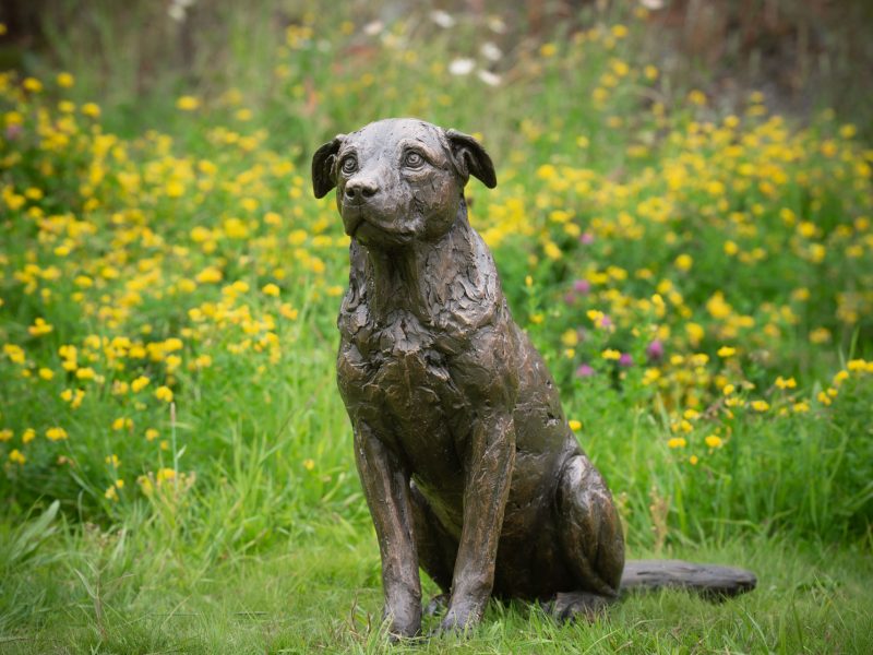 SITTING CROSSBREED DOG SCULPTURE