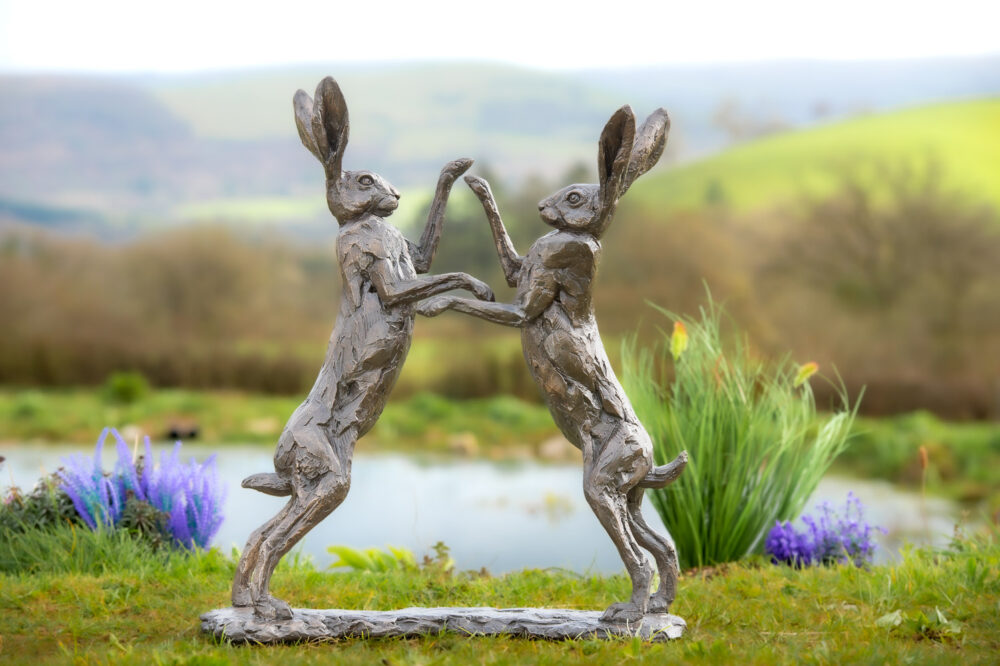 1 'Dancing Hares', Hare Sculpture, Bronze Resin, Tanya Russell Animal Sculptures (2 of 19)