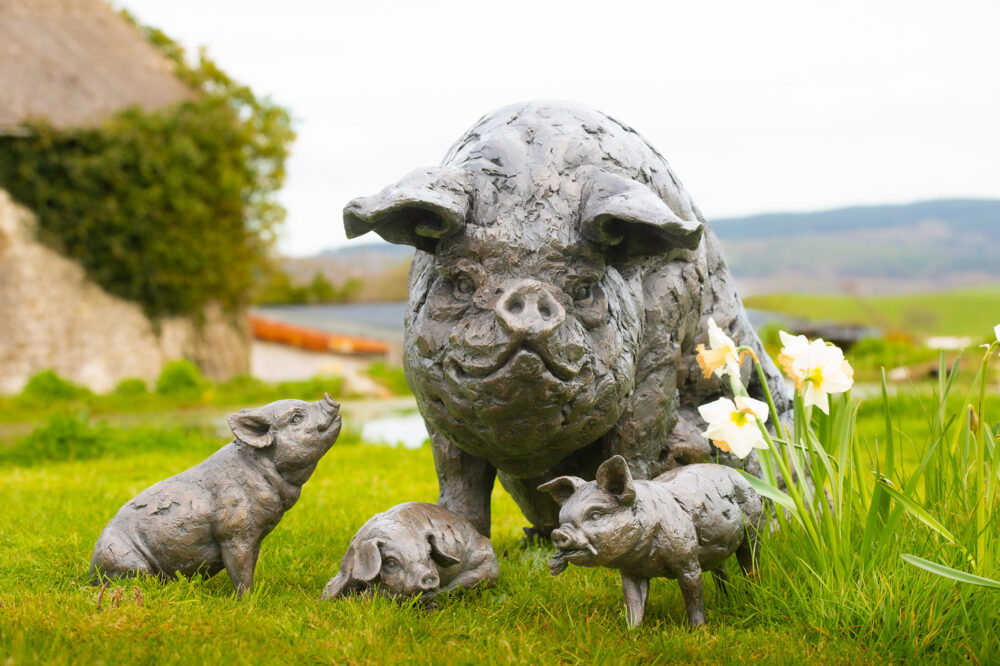 1 Mother Pig and Piglets Bronze Resin, Tanya Russell Animal Sculptures (13 of 20)