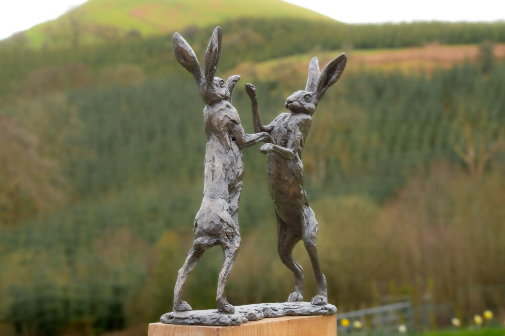 10 'Dancing Hares', Hare Sculpture, Bronze Resin, Tanya Russell Animal Sculptures (17 of 19)