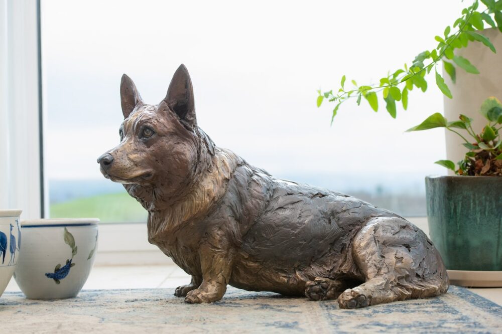 10 Sitting Corgi Foundry Bronze metal