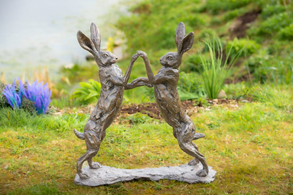 2 'Dancing Hares', Hare Sculpture, Bronze Resin, Tanya Russell Animal Sculptures (8 of 19)