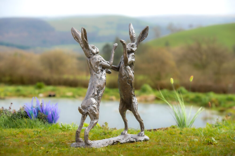 5 'Dancing Hares', Hare Sculpture, Bronze Resin, Tanya Russell Animal Sculptures (5 of 19)