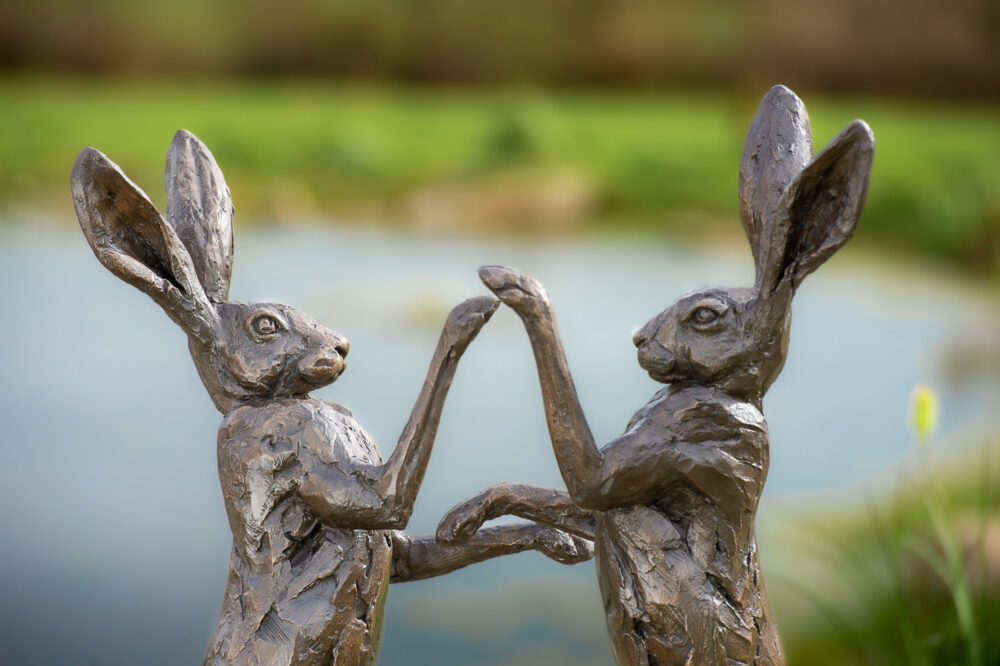 6 'Dancing Hares', Hare Sculpture, Bronze Resin, Tanya Russell Animal Sculptures (9 of 19)