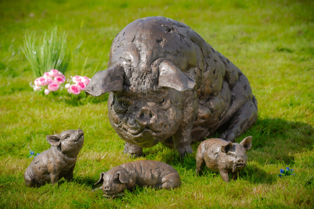 6 Mother Pig and Piglets Bronze Resin, Tanya Russell Animal Sculptures (9 of 20)