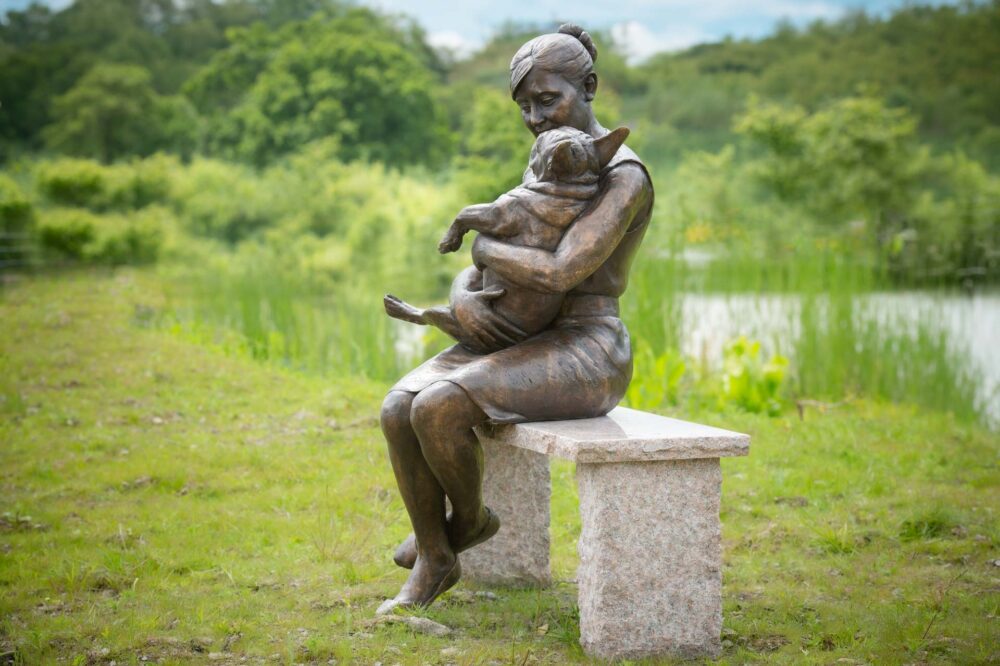 6 'Sitting Women With French Bulldog', Dog Sculpture, Dog Statue, Foundry Bronze Metal, Tanya Russell Dog Sculptures-16