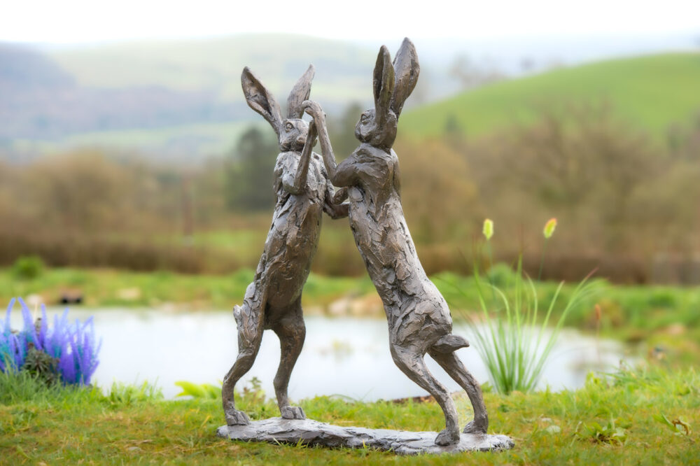 7 'Dancing Hares', Hare Sculpture, Bronze Resin, Tanya Russell Animal Sculptures (11 of 19)