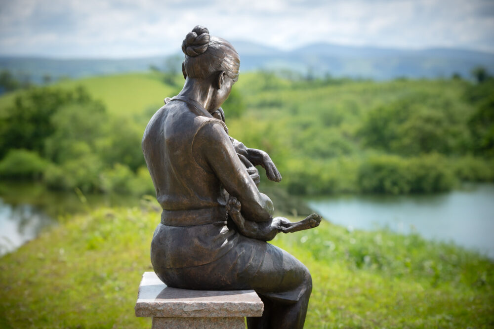 8 'Sitting Women With French Bulldog', Dog Sculpture, Dog Statue, Foundry Bronze Metal, Tanya Russell Dog Sculptures-9