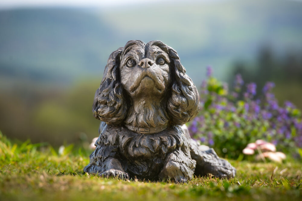 1 'Lying King Charles Cavalier 2', Dog Sculpture, Dog Statue, Bronze Resin, Tanya Russell Animal Sculptures (1 of 20)