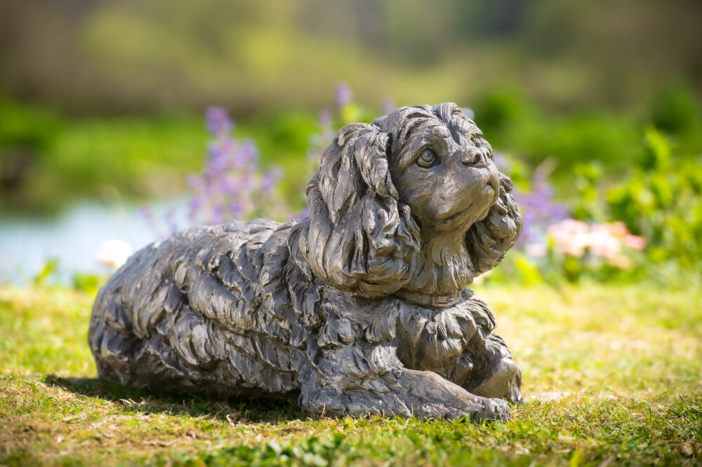 9 'Lying King Charles Cavalier 2', Dog Sculpture, Dog Statue, Bronze Resin, Tanya Russell Animal Sculptures (13 of 20)