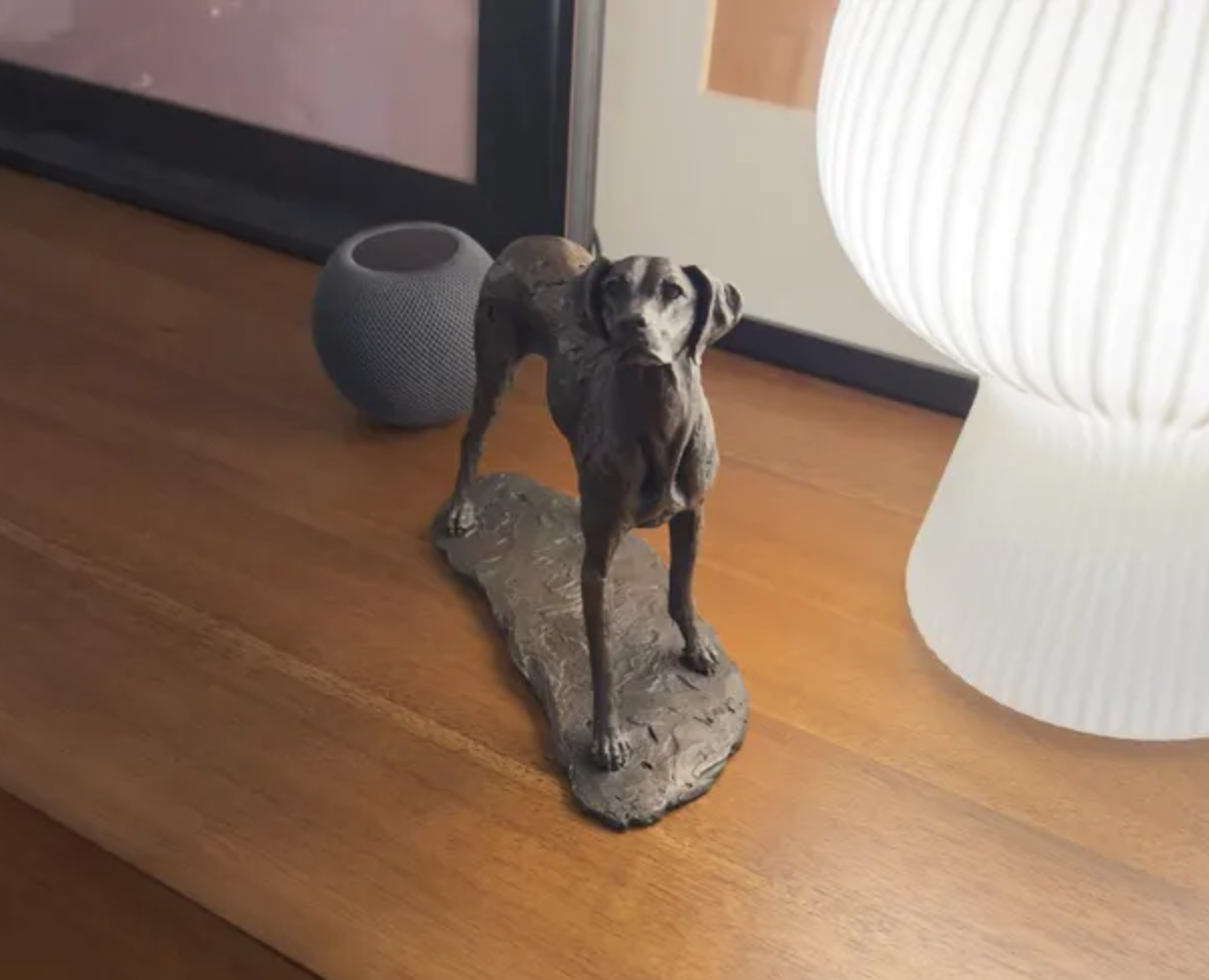 'Stargazers' man and dog on ring sculpture