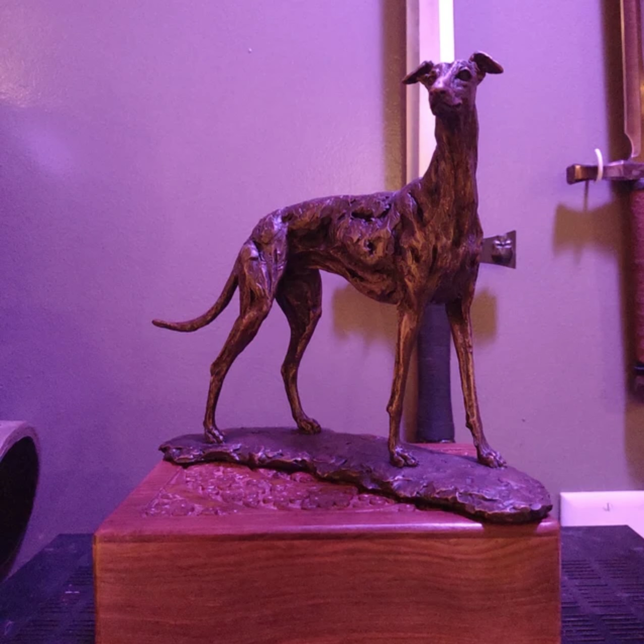 'Stargazers' man and dog on ring sculpture