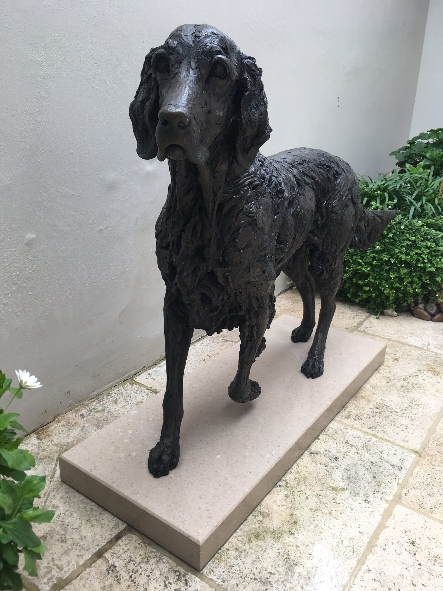'Stargazers' man and dog on ring sculpture