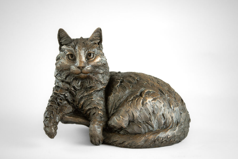 1 'Cat in Basket ', Bronze Cat, Cat Sculpture, Cat Statue, Bronze Resin, Tanya Russell Animal Sculptures-6