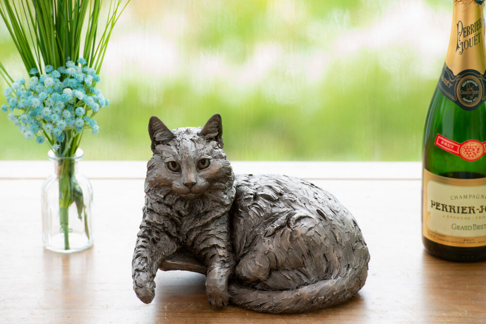 12 'Cat Lying in Basket', Cat Sculpture, Cat Statue, Foundry Bronze, Tanya Russell Animal Sculptures (2 of 17)