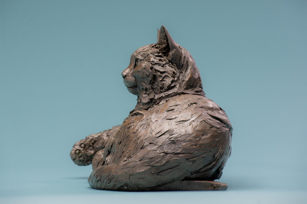 3 'Cat Lying in Basket', Cat Sculpture, Cat Statue, Foundry Bronze, Tanya Russell Animal Sculptures (8 of 17)