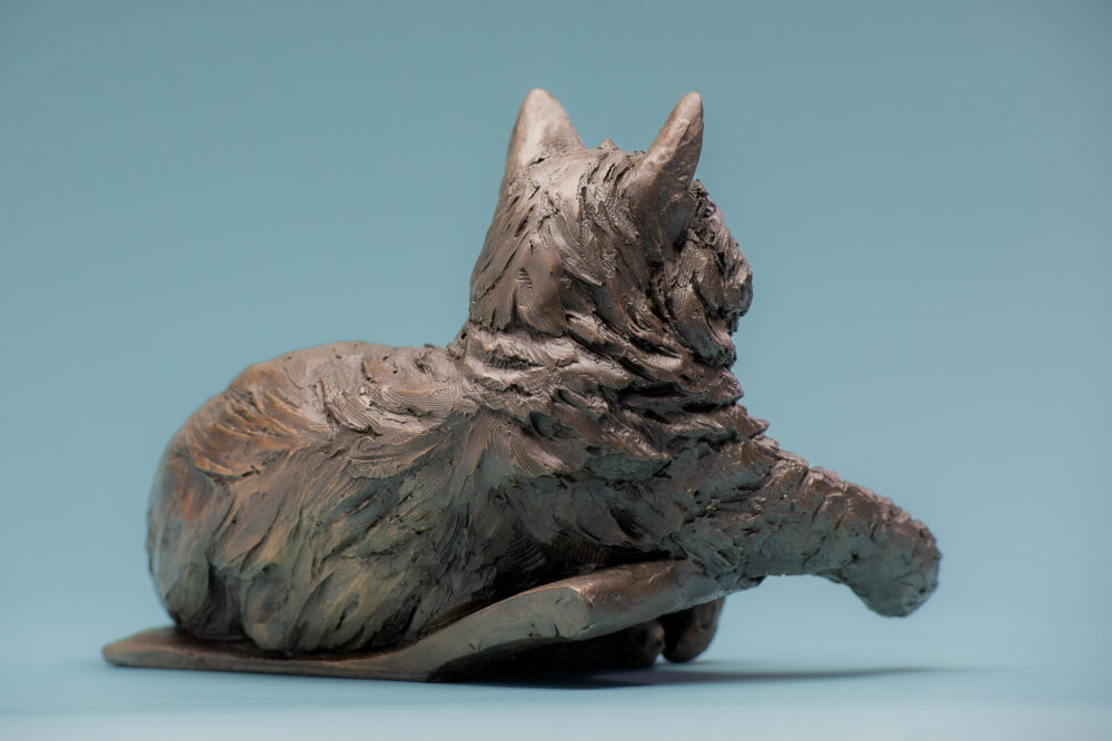 6 'Cat Lying in Basket', Cat Sculpture, Cat Statue, Foundry Bronze, Tanya Russell Animal Sculptures (12 of 17)