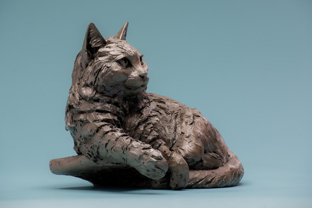 8 'Cat Lying in Basket', Cat Sculpture, Cat Statue, Foundry Bronze, Tanya Russell Animal Sculptures (14 of 17)