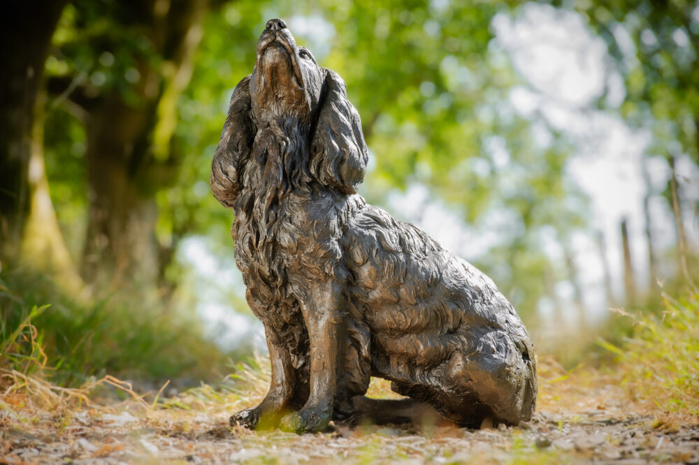 3 'Sitting Working Spaniel 2', Dog Sculpture, Dog Statue, Bronze Resin, Tanya Russell Animal Sculptures (1 of 24)
